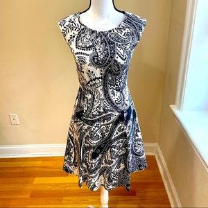 INC International Concepts Paisley Sleeveless Dress Black White 4